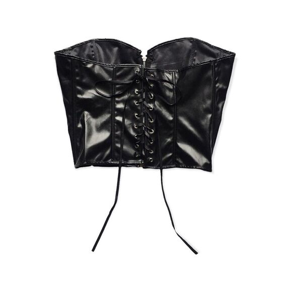 🆕Faux Leather Burlesque Bustier Hourglass Slimming Corset Top - Picture 6 of 10
